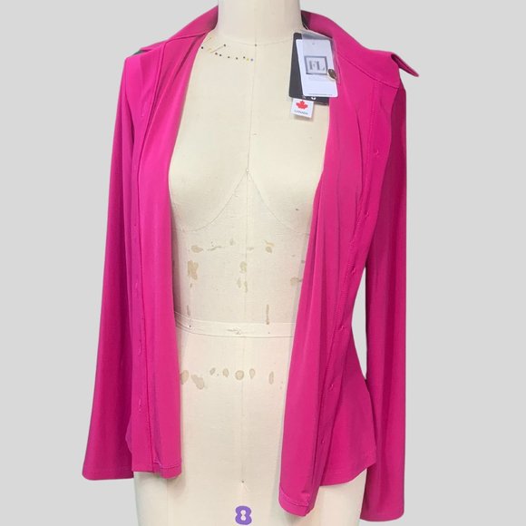 NWT FRANK LYMAN Button Front Long Sleeve Blouse, Size 4, Magenta - Picture 3 of 5